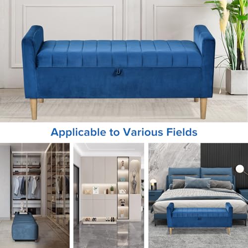 Gray Velvet Upholstered Storage Ottoman Bench C69706