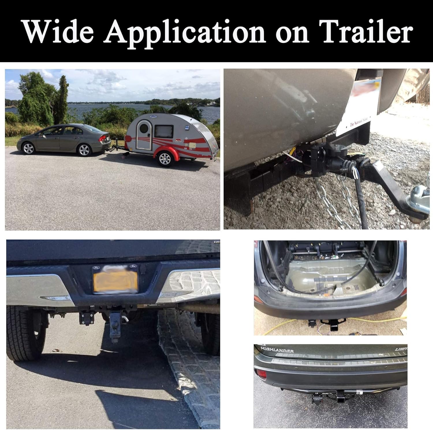 4-Way Flat to 7-Way Round Blade Trailer Wiring Harness Adapter with Mounting Bracket Black G4708