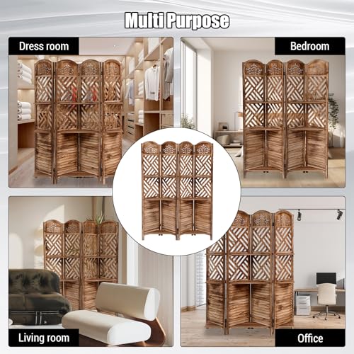 5.6FT Tall 6 Panel Shoji Screen Room Divider Folding Wooden Privacy Partition L681553