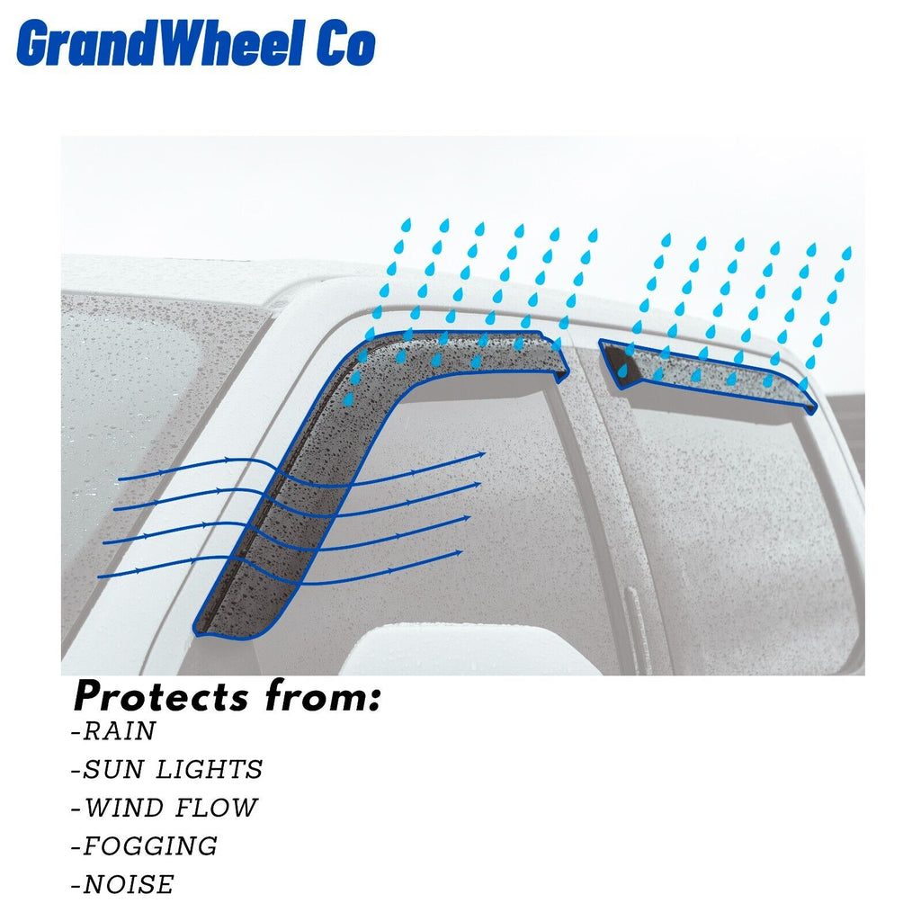 Smoke Tinted Tape-On Side Window Vent Visor Deflectors Rain Guards 4pcs P68293