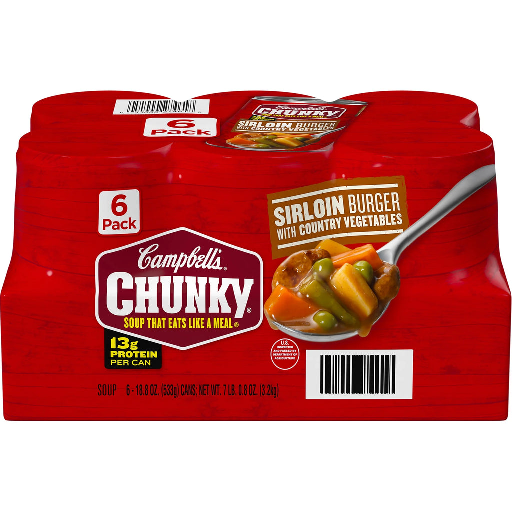 6 Pack Campbell’s Chunky Country Vegetable Beef Soup, 18.8 oz Can F117971