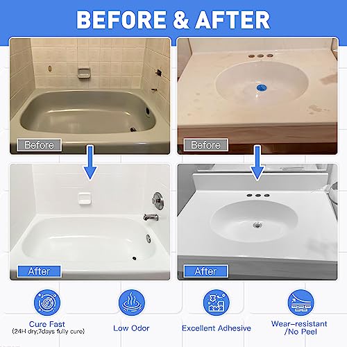 White Semi-Gloss Tub and Tile Refinishing Kit, 25-30sq.ft H1927