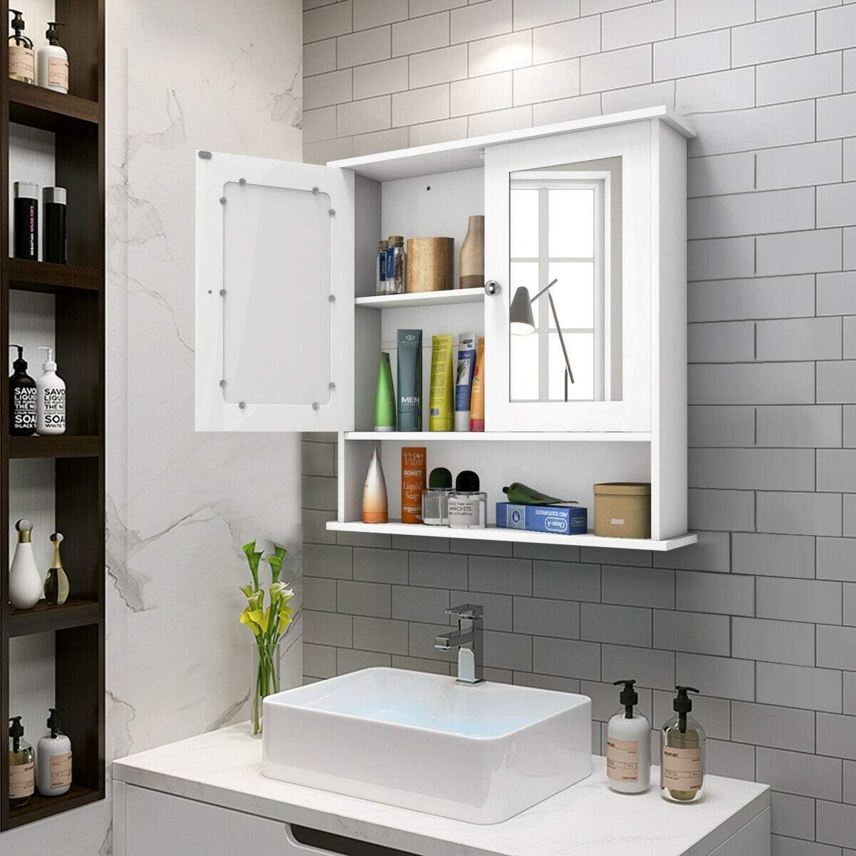 White Wall Bathroom Storage Cabinet H447794