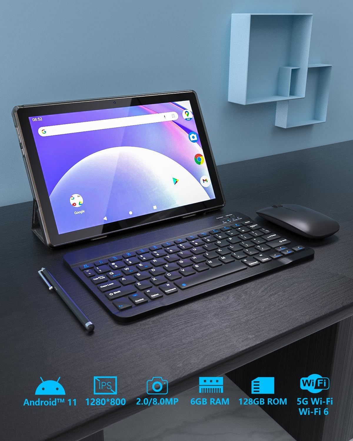 Black 10.1 Inch Android Tablet with Keyboard I16934