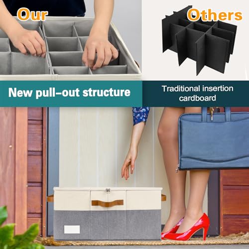 Black Foldable Shoe Storage Bins with Clear Cover, 1 Pack Z46803