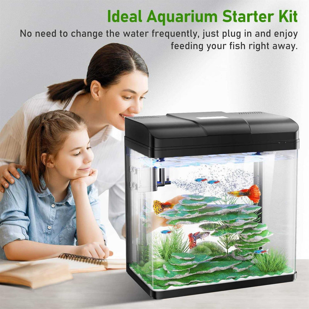 5 Gallon Glass Fish Tank with Air Pump LED Lights Filter J534733
