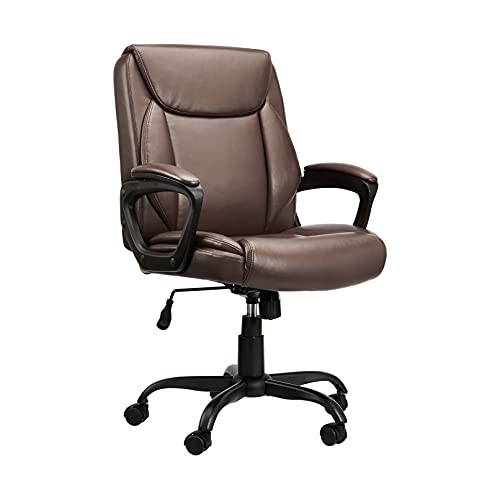 Black PU Padded Mid-Back Height Adjustable Office Desk Chair with Armrest H321