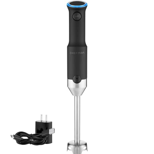 Cordless Portable Immersion Blender 5-in-1 Blender Set with Potato Masher, Whisk, Chopper, Beaker, and Storage Case, Stainless Steel E2528