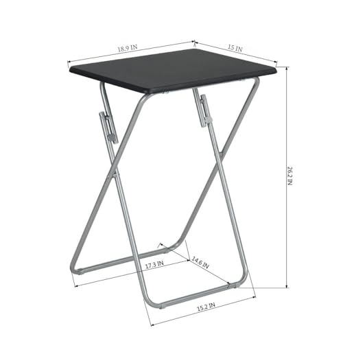 Folding Table with Wood Top Metal Frame, 14.1 x 18.9 x 26 in F788