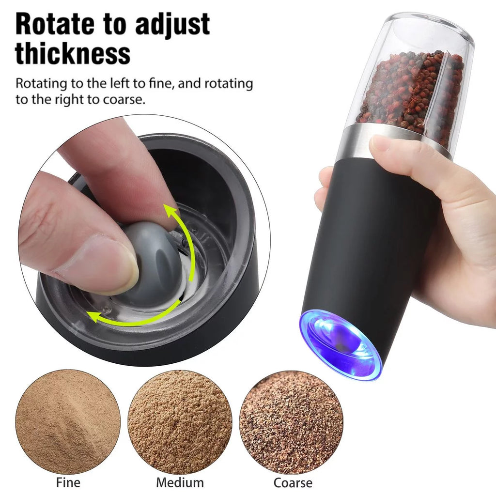 2 Pack Electric Salt and Pepper Grinder Set with Adjustable Coarseness D33947
