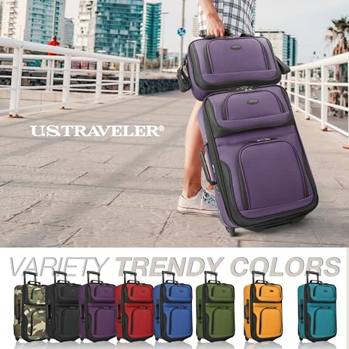 Orange Fabric Expandable Carry-on Luggage, Rolling Suitcase, 2 Wheel Set J520