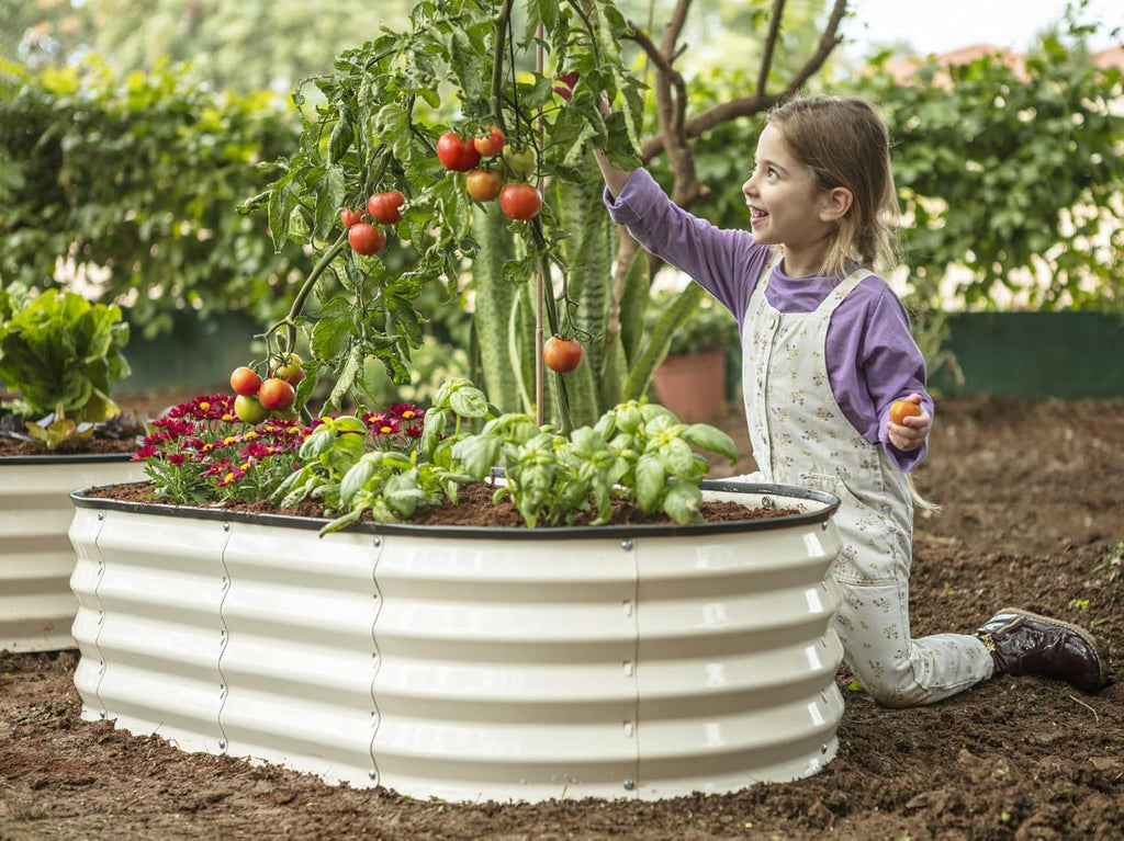 Galvanized Raised Garden Beds Outdoor Planter Metal Garden Box White R533582