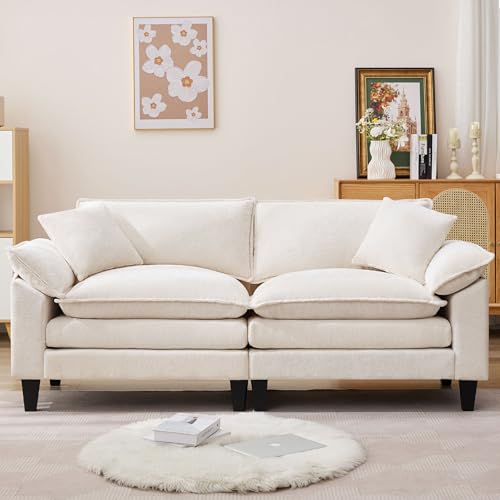 83" Chenille Fabric Loveseat Sofa with Double Cushion and 2 Pillows E4524