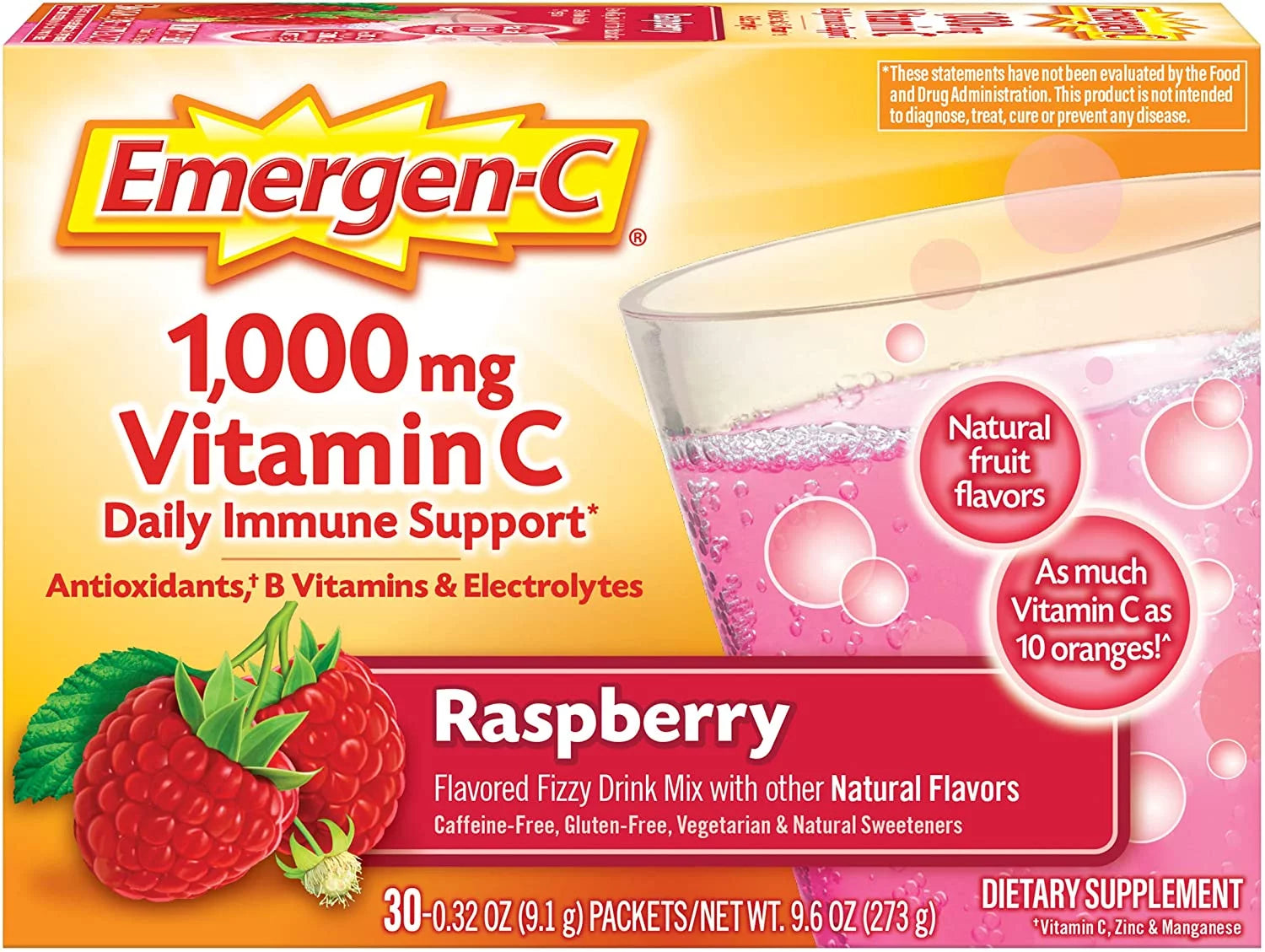 Raspberry Flavor Vitamin C Powder, 30 Count B392