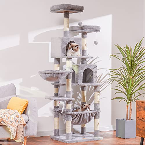 Light Gray Cat Tree with Sisal Scratching Posts Q926