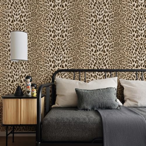 Gold Glitter Non-pasted 3D Embossed Leopard Print Wallpaper A388