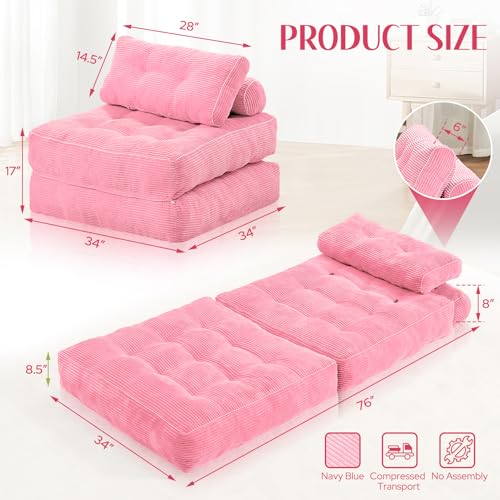 Black Folding Sofa Bed with Dual-Pillow W425