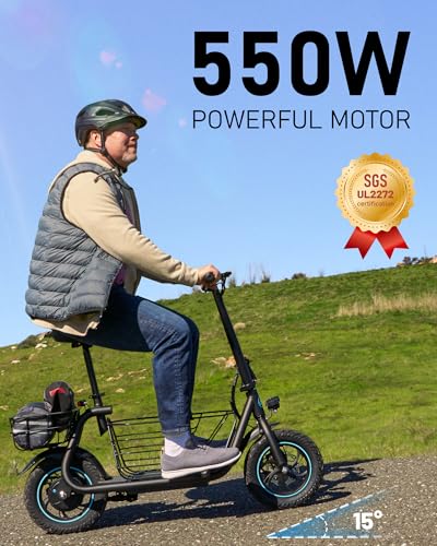 550W 18.6MPH 20 Miles Range Electric Scooter with Seat and Storage Basket S20830