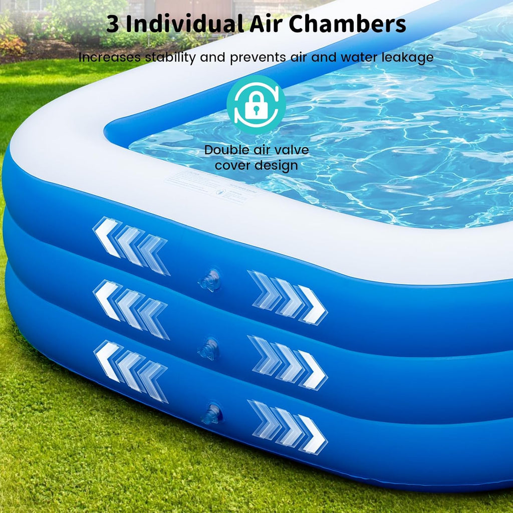 Extra Large Inflatable Pool 130"x 72" x 22" Oversized Blow Up Pool with Pump Q400375