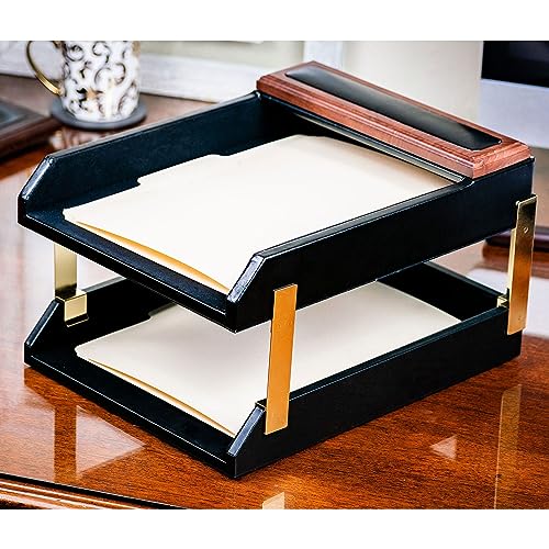 Walnut Black Leather 10 Piece Desk Set S13863