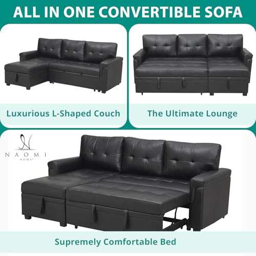 Black Reversible L Shape Sofa with Storage U6770