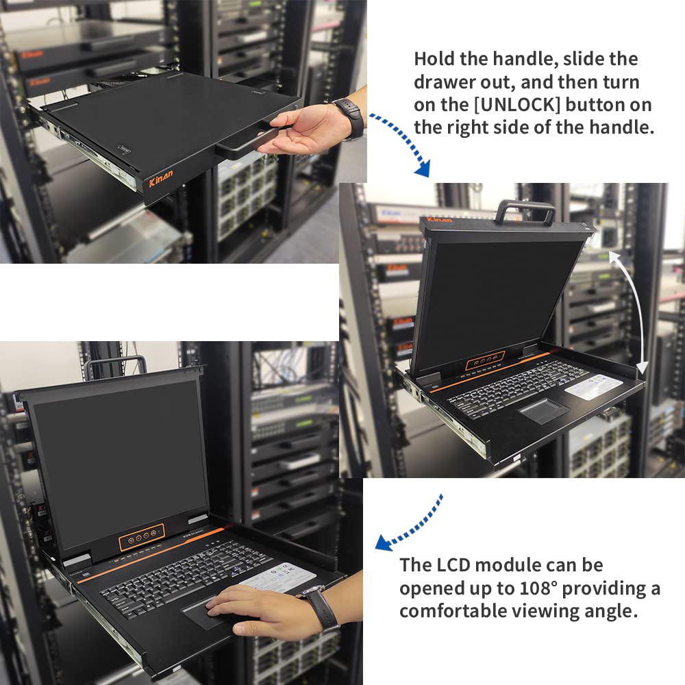 8 Port Rackmount KVM Console with 19 LCD Monitor, VGA, 1U, 1280×1024 W78324