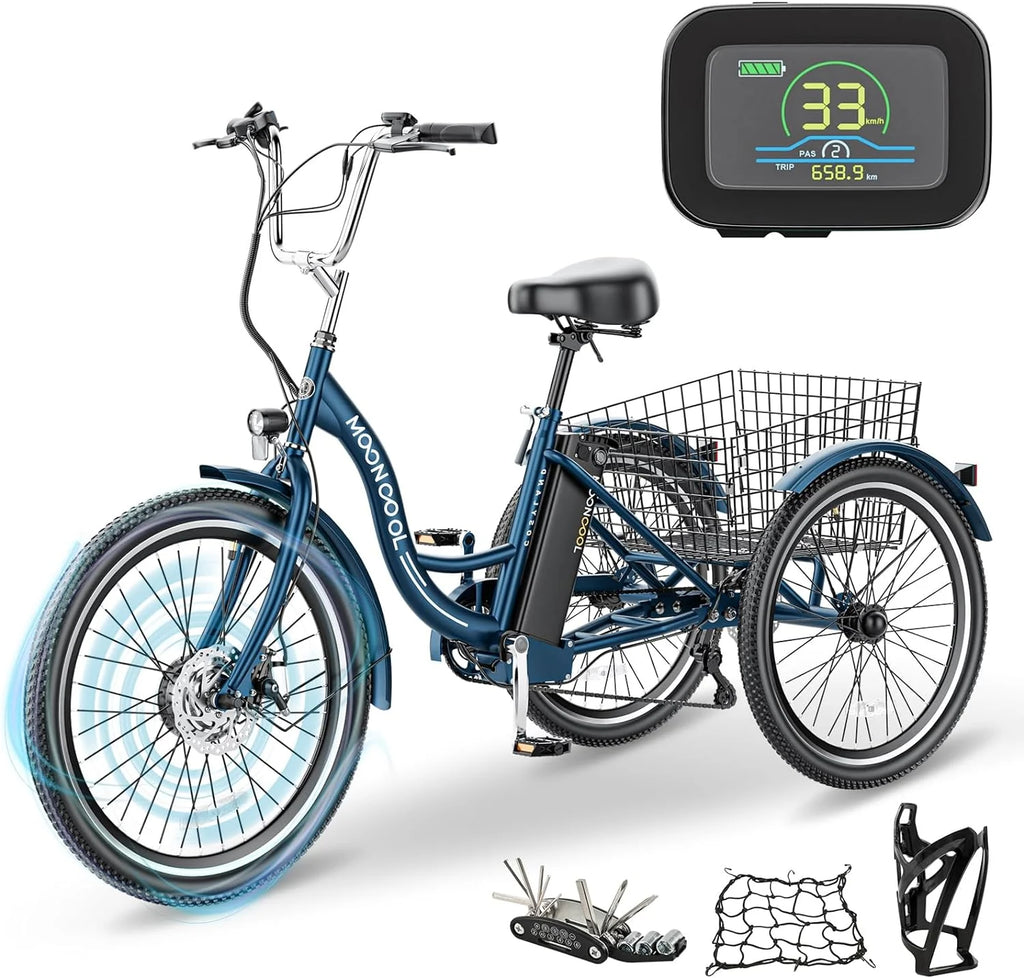 24 26 3 Wheel Electric Tricycle 350W 36V 7 Speeds with Large Basket U9720