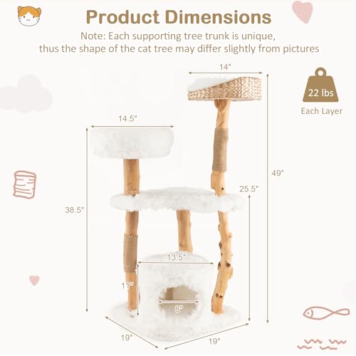 Solid Wood Cat Tree with Scratching Posts (34 Inch) K2677