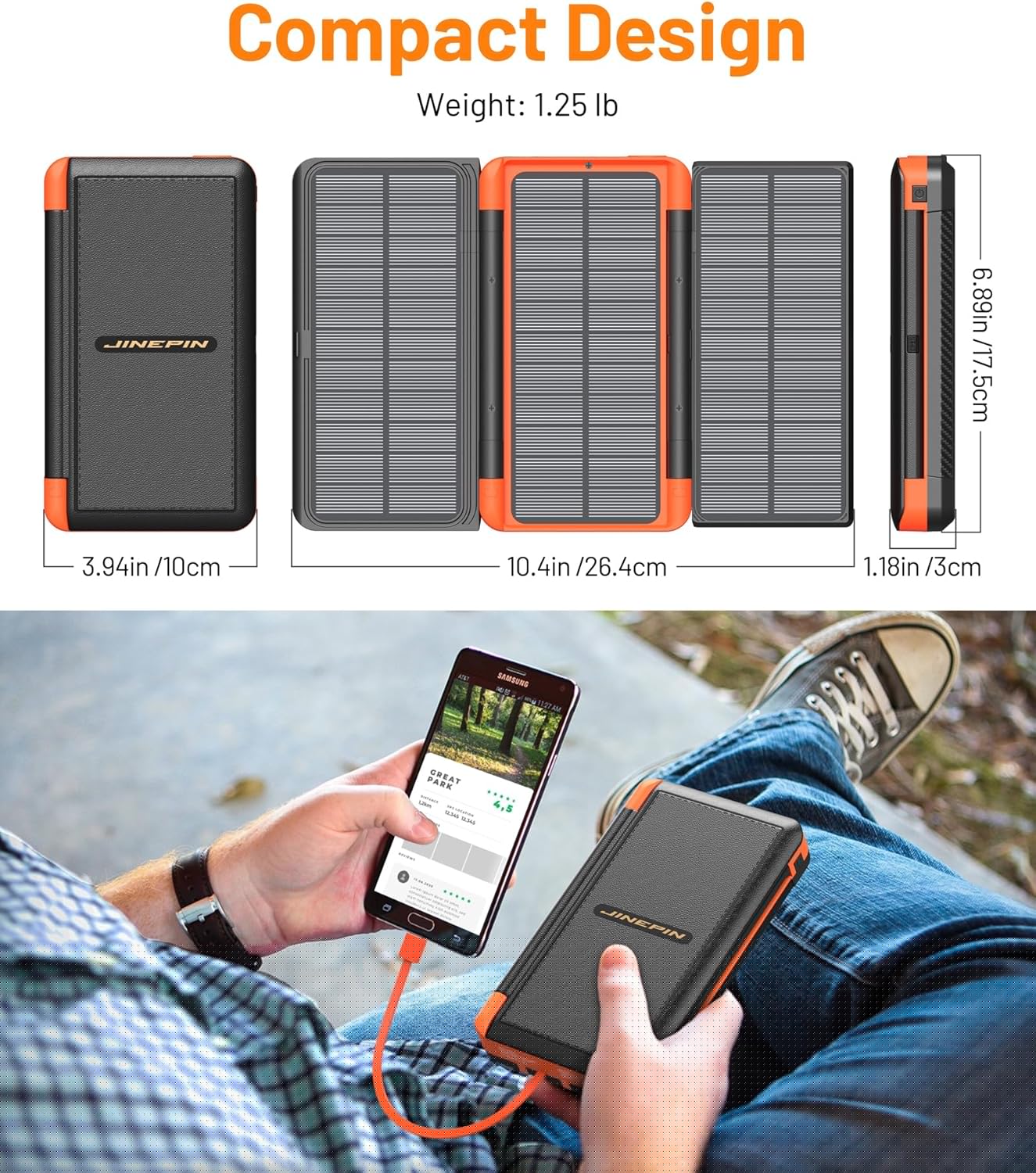 46800mAh Solar Charger with 4 Cables and LED Display K6397