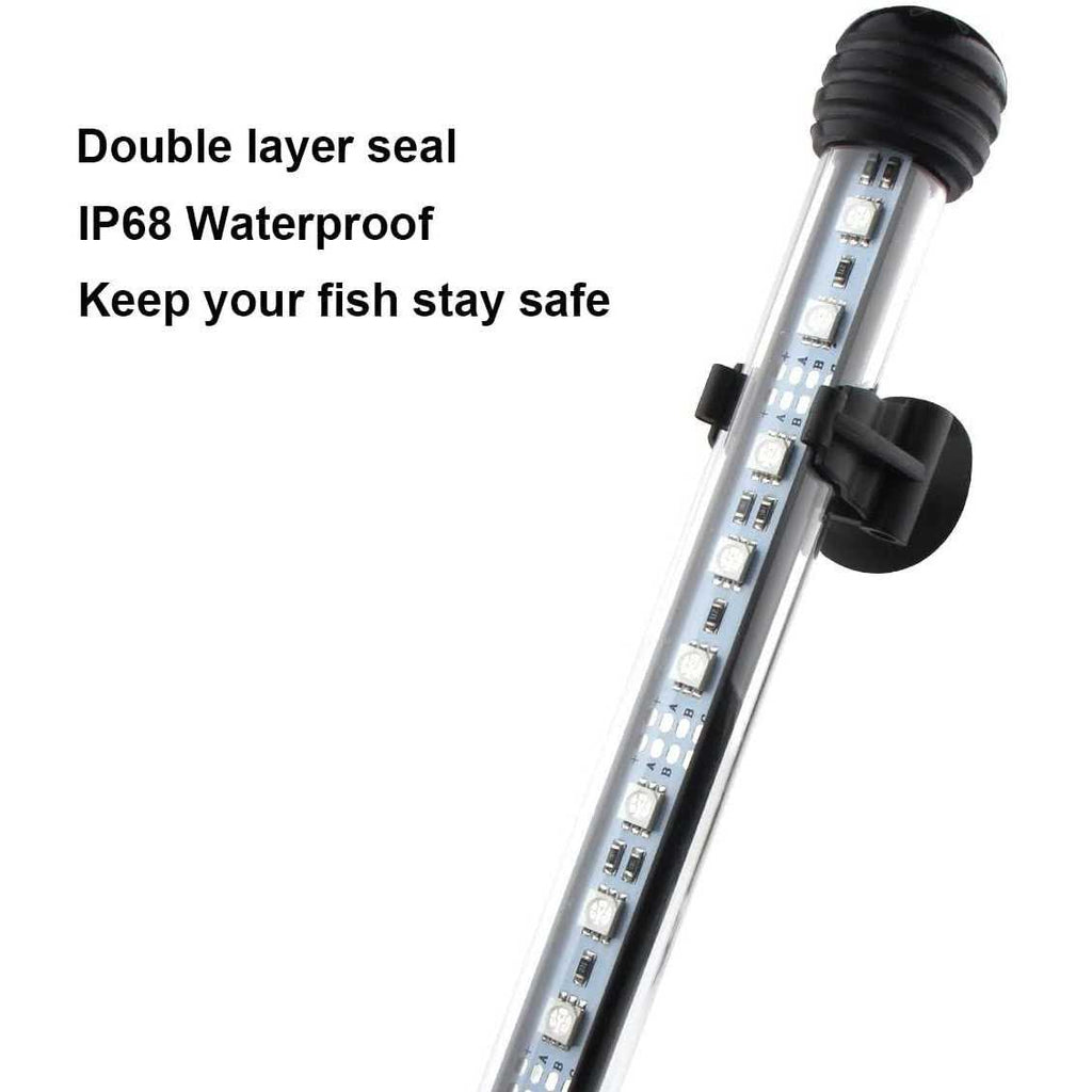 LED Aquarium Light 2 Pack 15 inches Fish Tank Light RGB Color Submersible Crystal Glass Lights C998