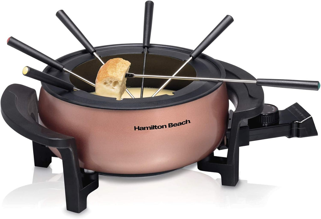 3 Quart Copper Electric Fondue Pot Set with Temperature Control I1487