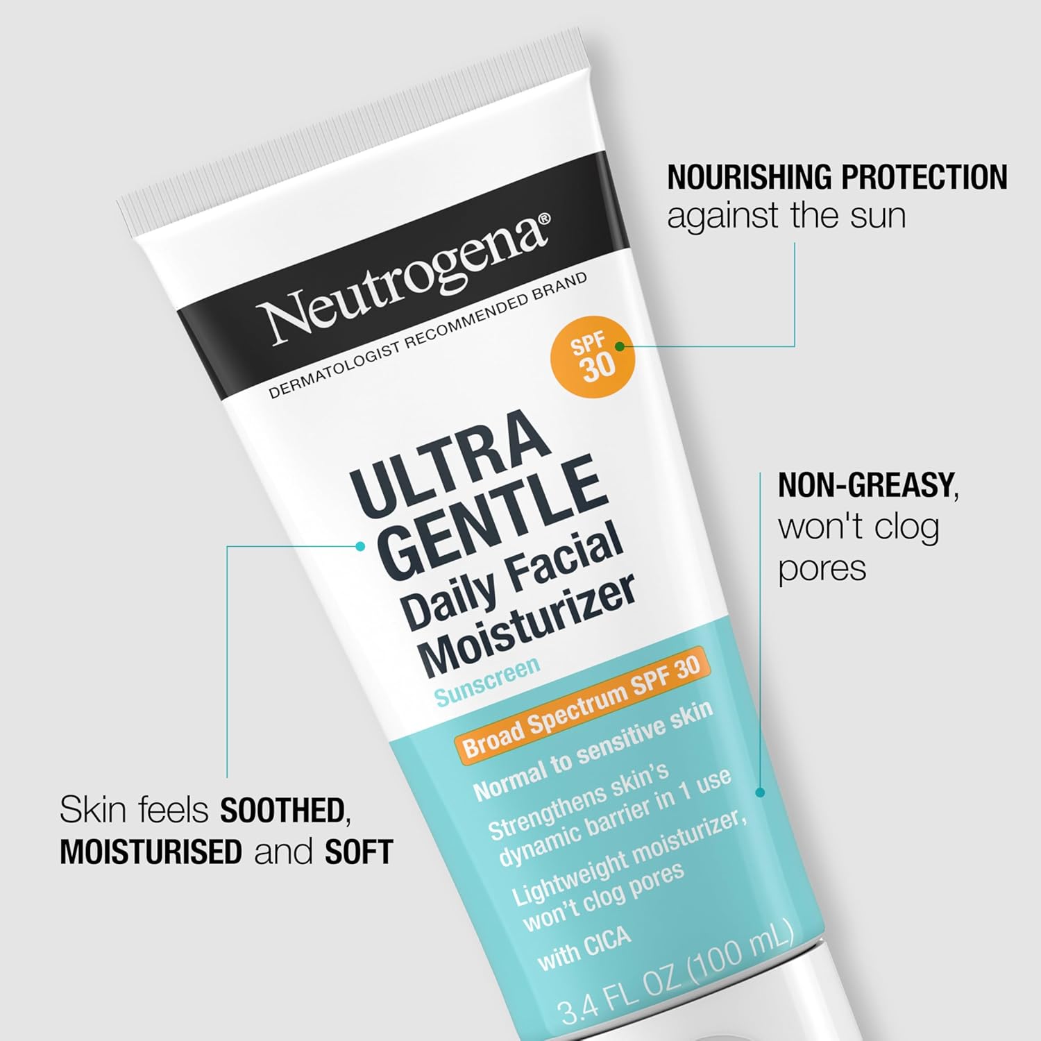 Ultra Gentle Daily Facial Moisturizer with SPF 30 Sunscreen, 3.4 fl. oz P9626
