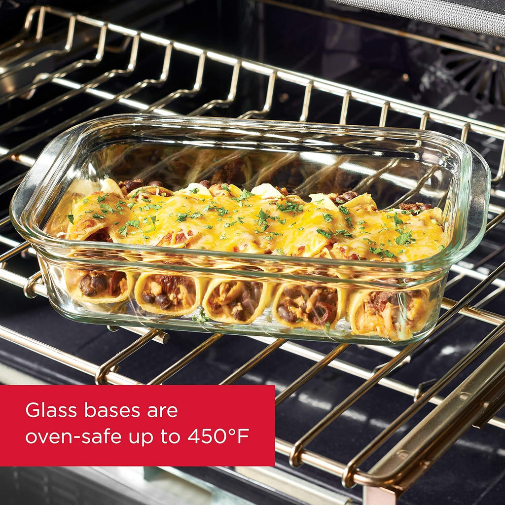 8-Piece Glass Food Storage Containers with Lids, Clear/Grey X7342