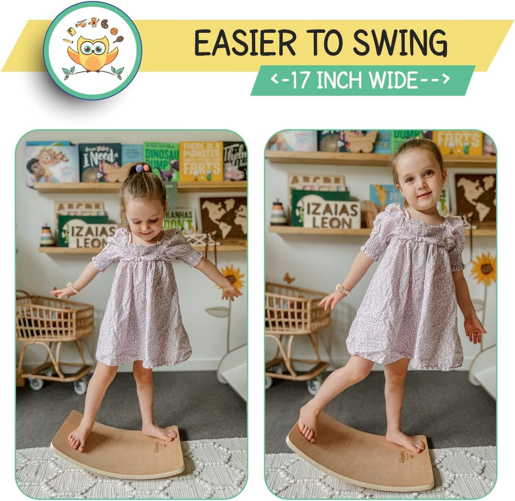 Wooden Wobble Board, 17x12x3", Up to 480 lbs Capacity D52848