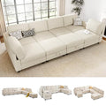 Modular Sectional Sofa Bed with Storage Ottoman, Beige H709781