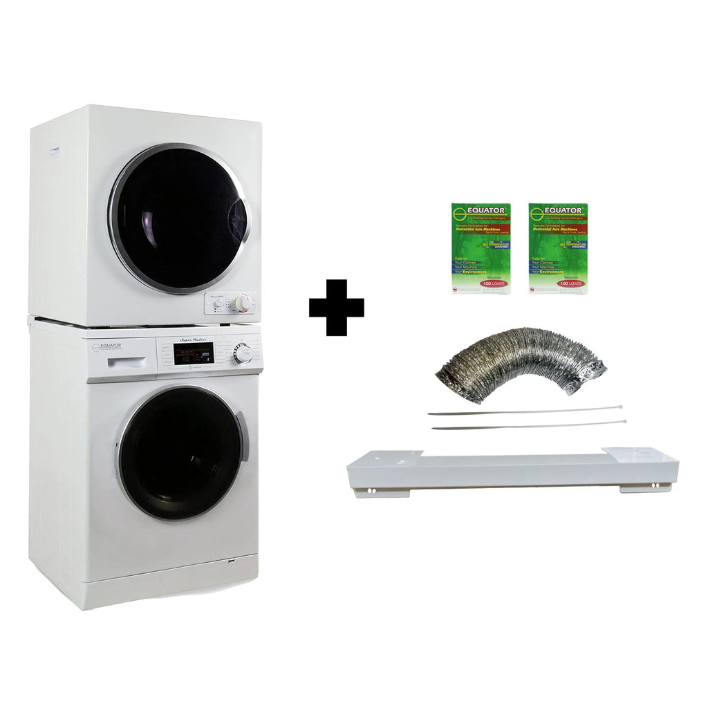 13lbs White Compact Washer Dryer Stackable Set M421039