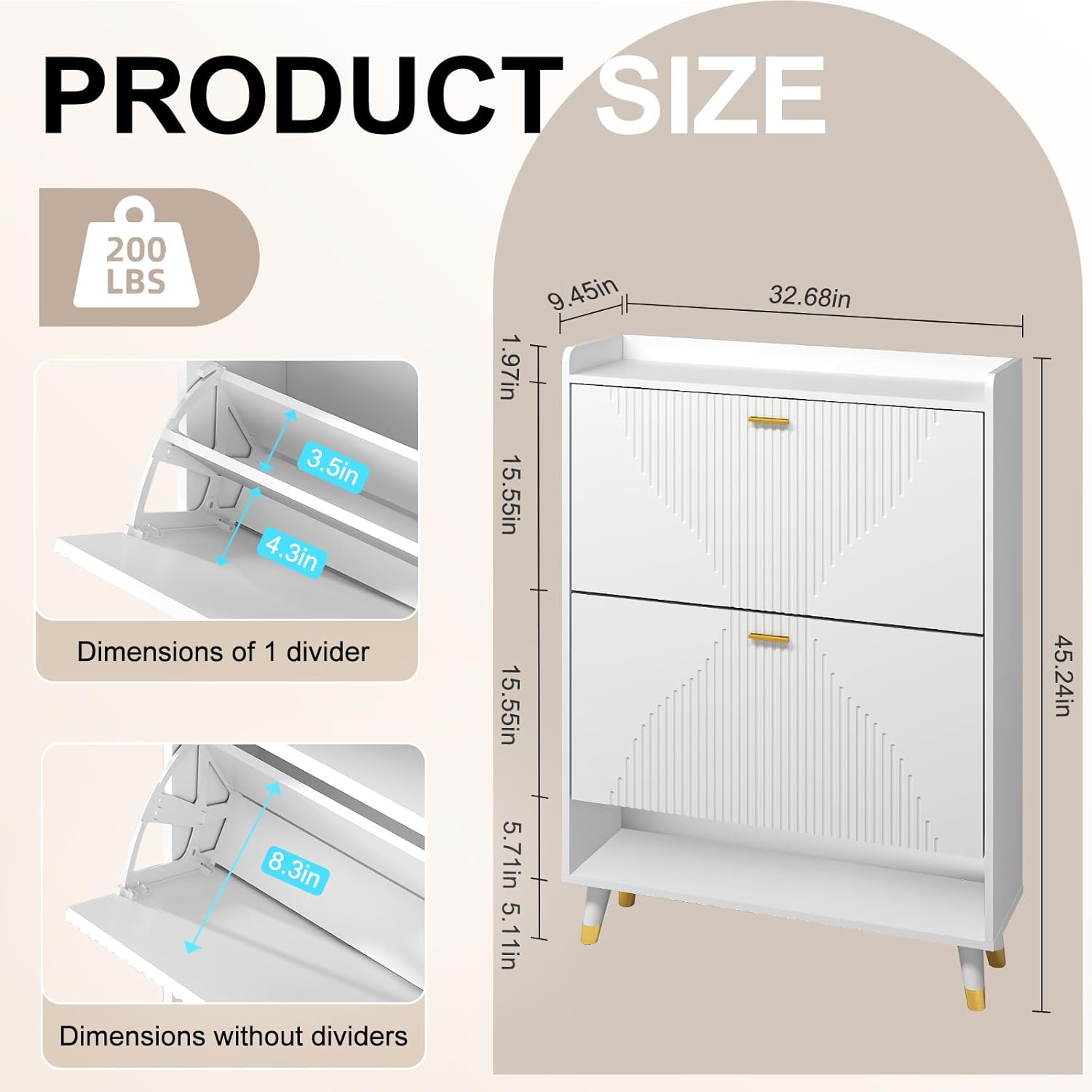 White Slim Shoe Storage Cabinet with Drawer U2946