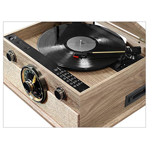 Farmhouse Oatmeal 3-Speed Turntable with Built-in Speakers Q521