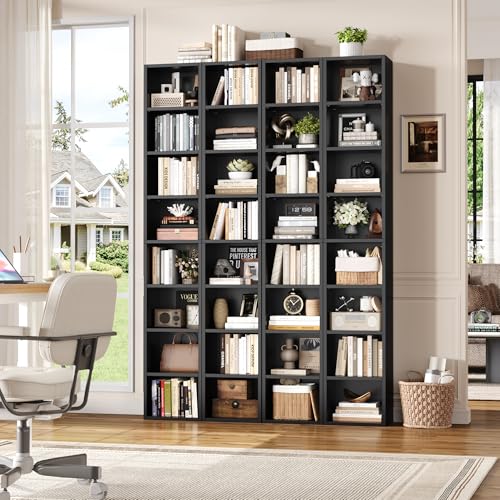 Black/Brown 8-Tier Media Tower Rack with Adjustable Shelves J133398