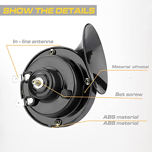 2 Pack 300DB Super Loud Train Horn, 12V Security Alarm Speaker, Car Waterproof Air Electric Snail Double Horn Replacement Kit (Black) V483850