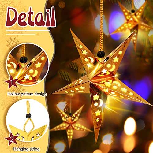 20 Set Christmas Paper Star Shape Lantern 2 Size 17.7 11.8 Hanging Ornaments with 20 LED Light White L146846