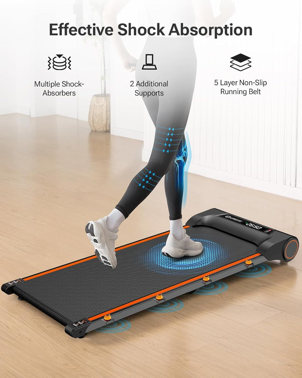 Under Desk Treadmill Walking Pad Portable 2.25HP Orange Z78705