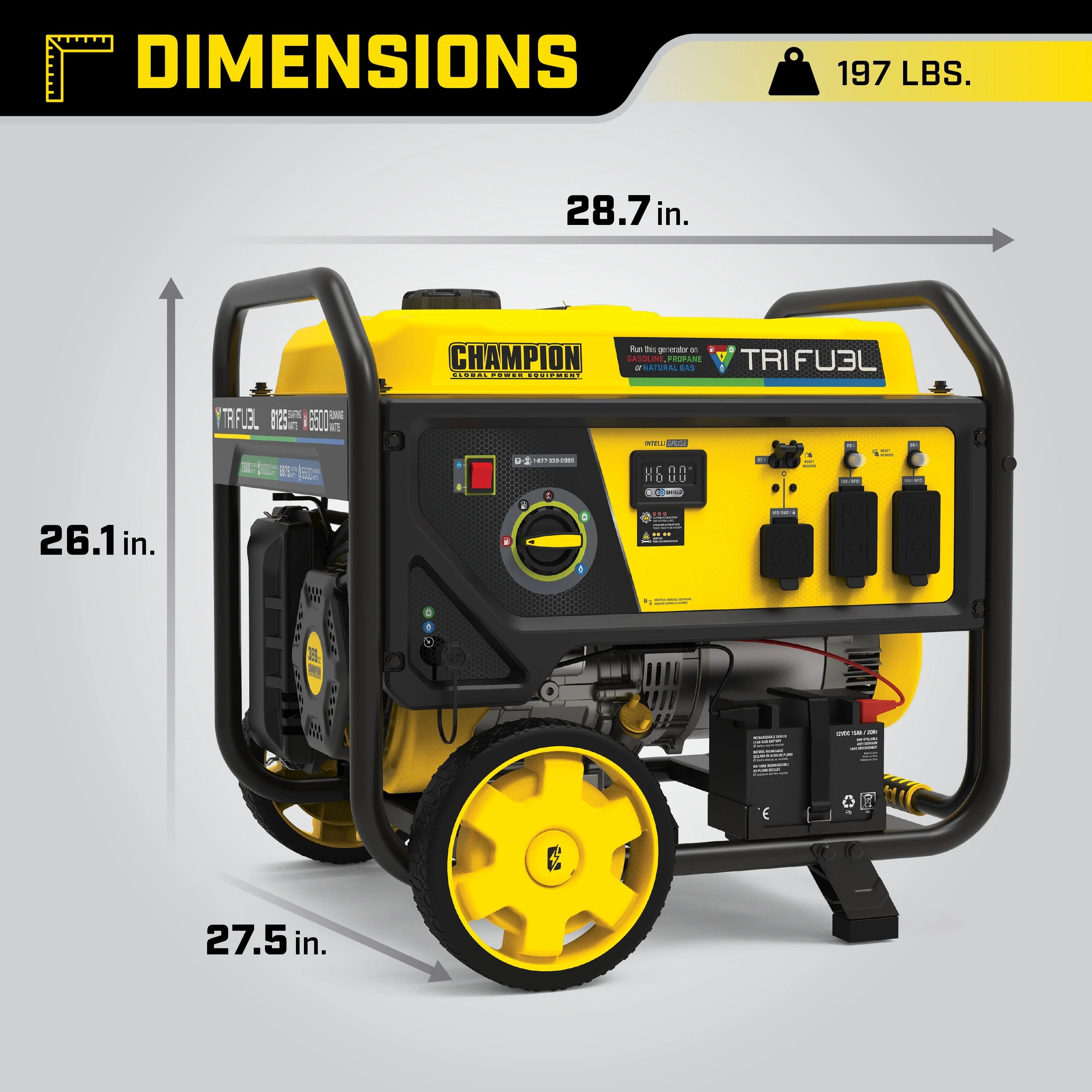 6500-Watt Tri-Fuel Portable Generator with Electric Start V6013