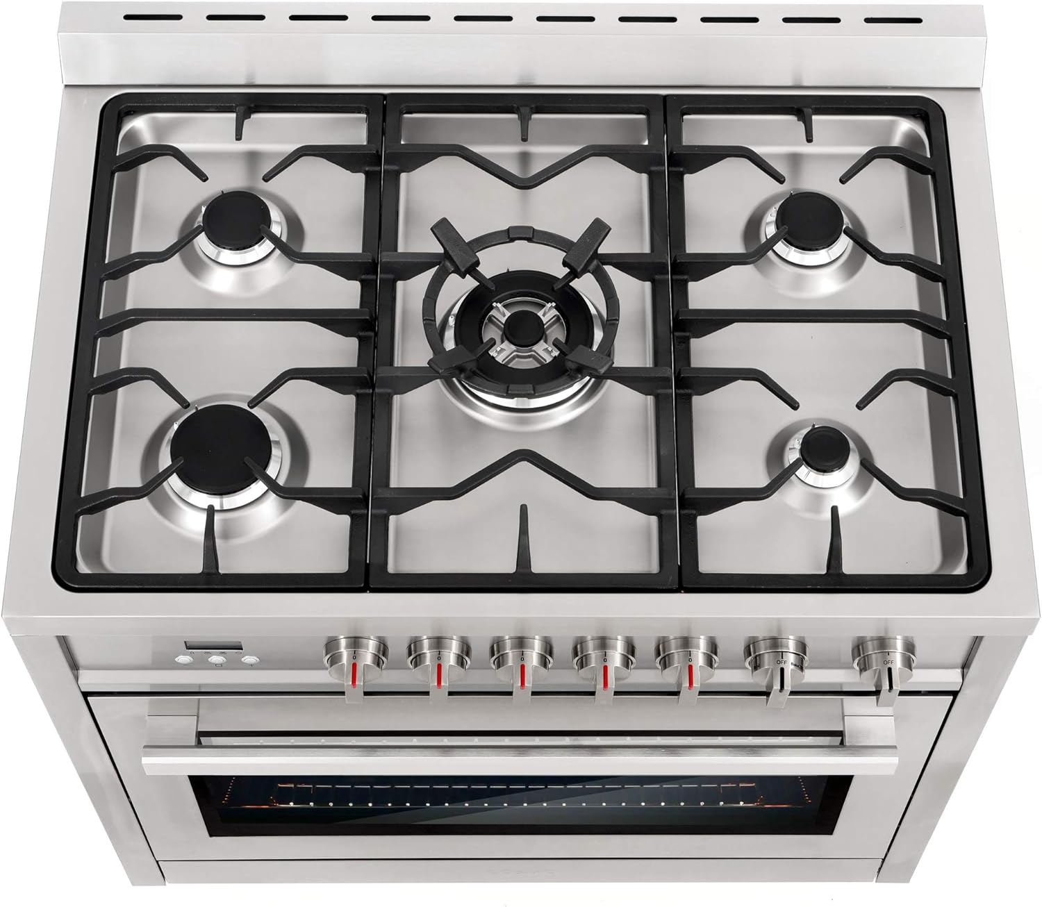 36 in. 3.8 cu. ft. Gas Range with Oven and 5 Burner Cooktop with Cast Iron Grates in Stainless Steel T97691