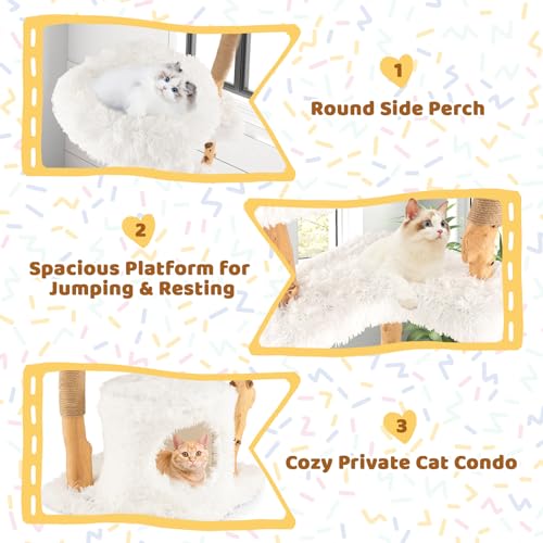 Solid Wood Cat Tree with Scratching Posts (34 Inch) K2677
