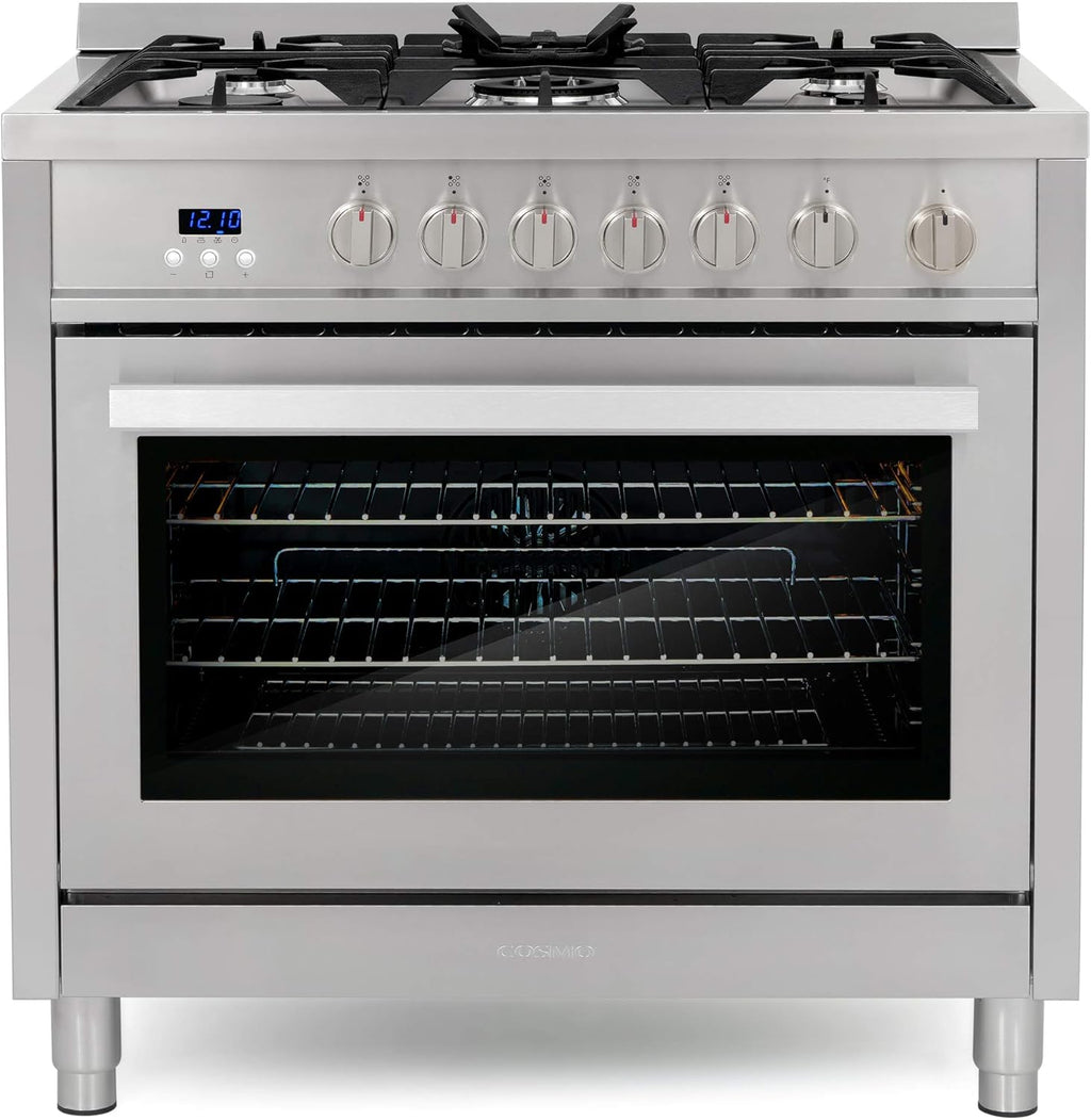 36 in. 3.8 cu. ft. Gas Range with Oven and 5 Burner Cooktop with Cast Iron Grates in Stainless Steel T97691