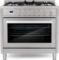 36 in. 3.8 cu. ft. Gas Range with Oven and 5 Burner Cooktop with Cast Iron Grates in Stainless Steel T97691