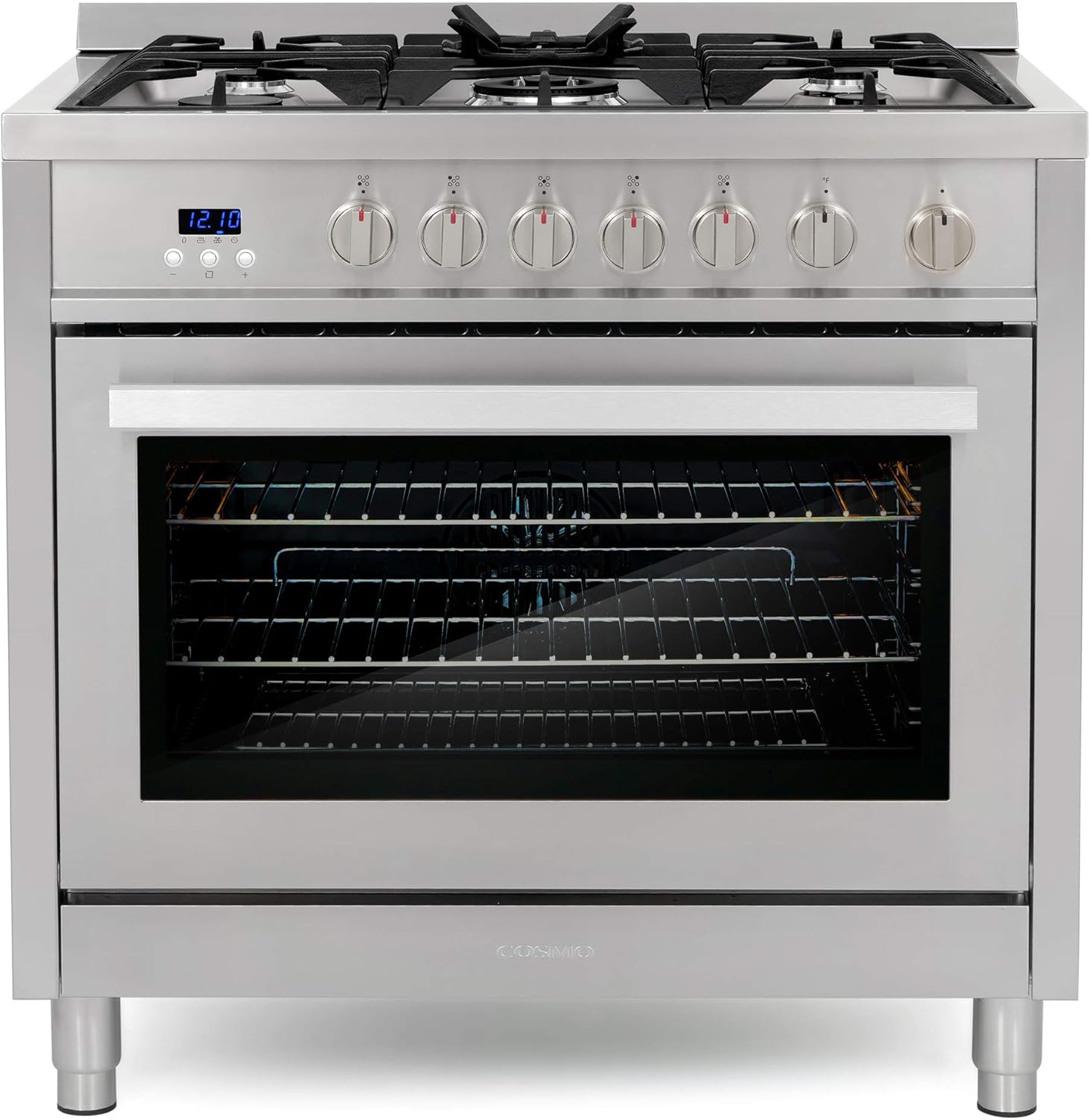 36 in. 3.8 cu. ft. Gas Range with Oven and 5 Burner Cooktop with Cast Iron Grates in Stainless Steel T97691