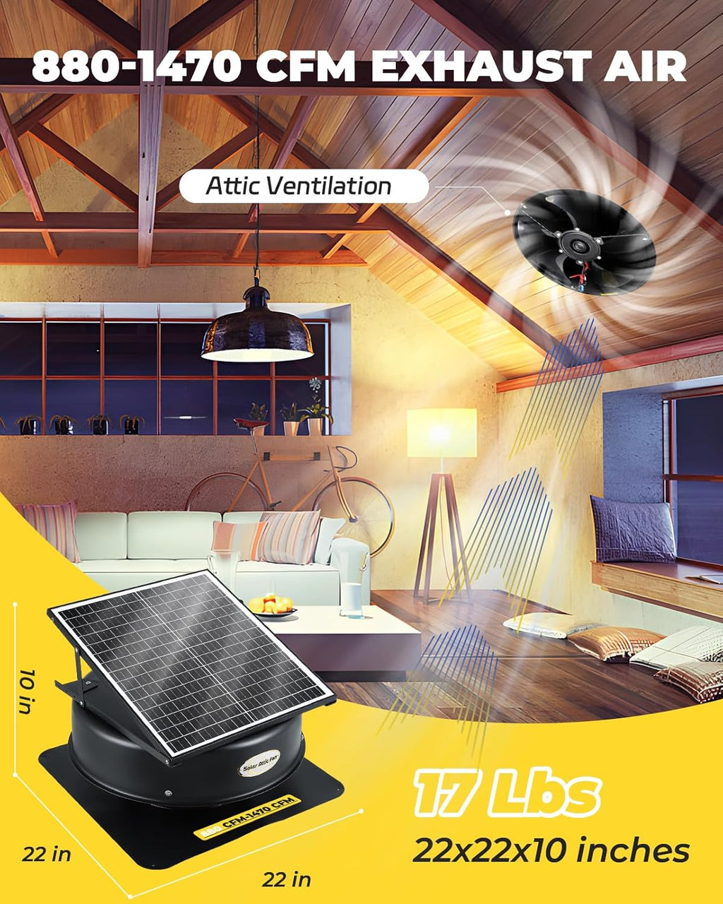40 Watt Solar Powered Attic Fan with Remote Control E21329