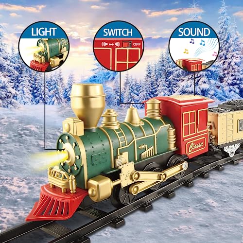Christmas Train Set with Lights, Sounds, 3 Cars & 10 Tracks U640390
